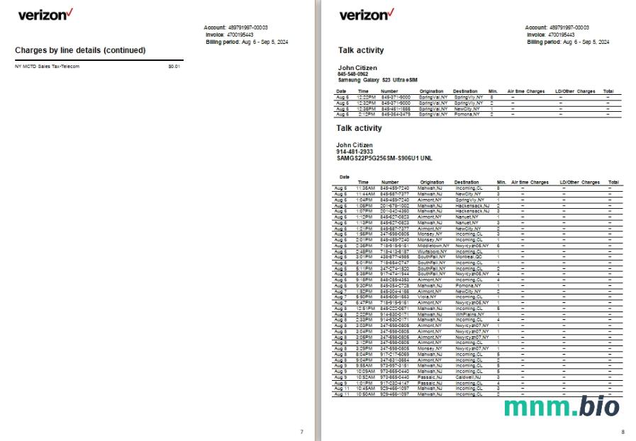 USA New Jersey Verizon  pożytek 7-8 scr